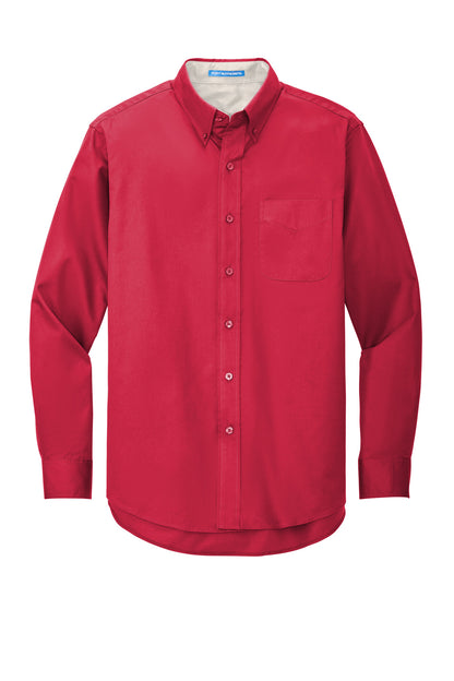 Front View of Red/Lt Stone Port Authority Extended Size Long Sleeve Easy Care Shirt S608ES