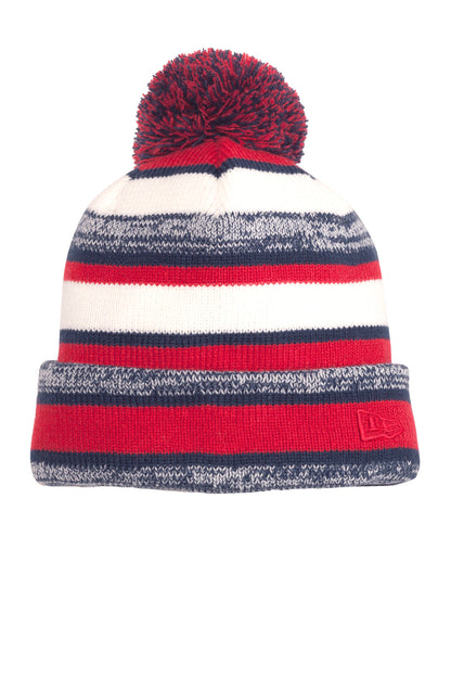 Front View of Red/Navy New Era Sideline Beanie. NE902