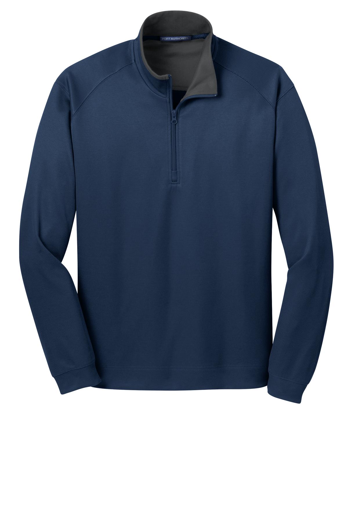 Front View of Reg Bl/Iron Gy Port Authority Vertical Texture 1/4-Zip Pullover. K805
