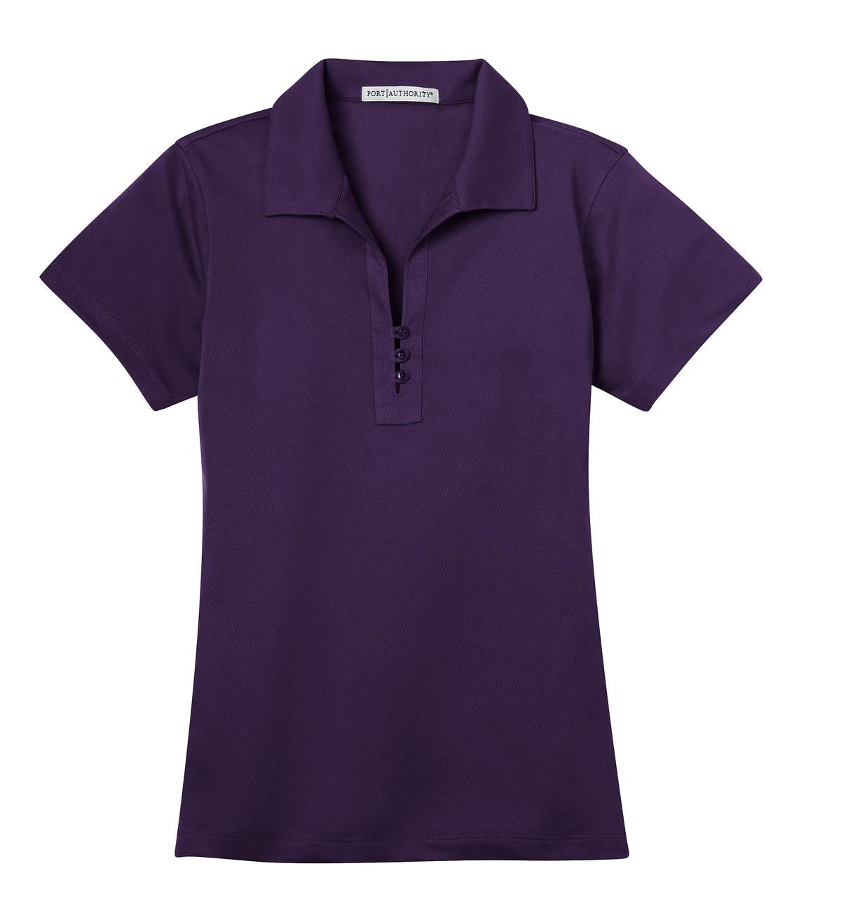 Front View of Regal Purple Port Authority Women's Tech Pique Polo. L527