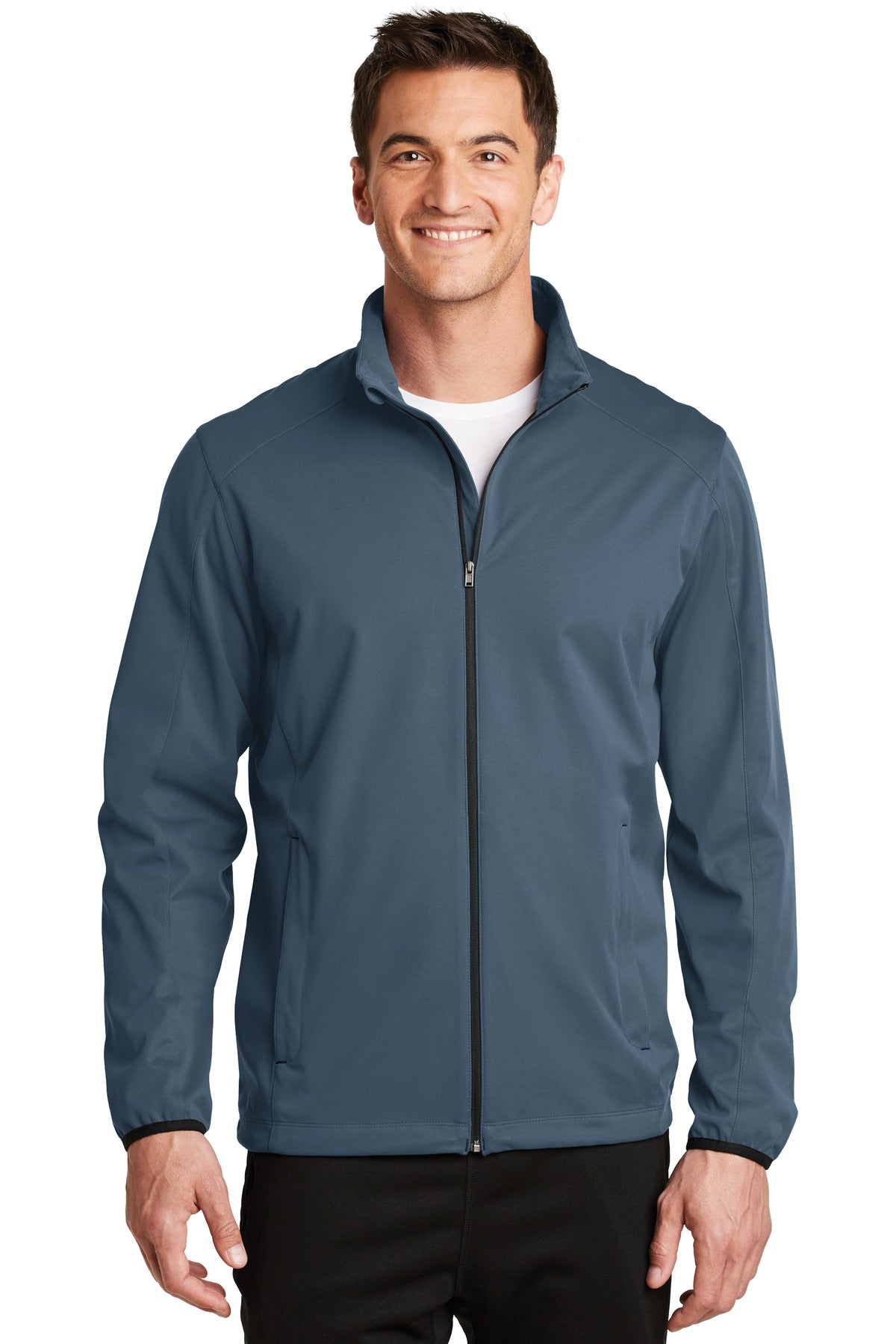 Front View of Regatta Blue Port Authority Active Soft Shell Jacket. J717