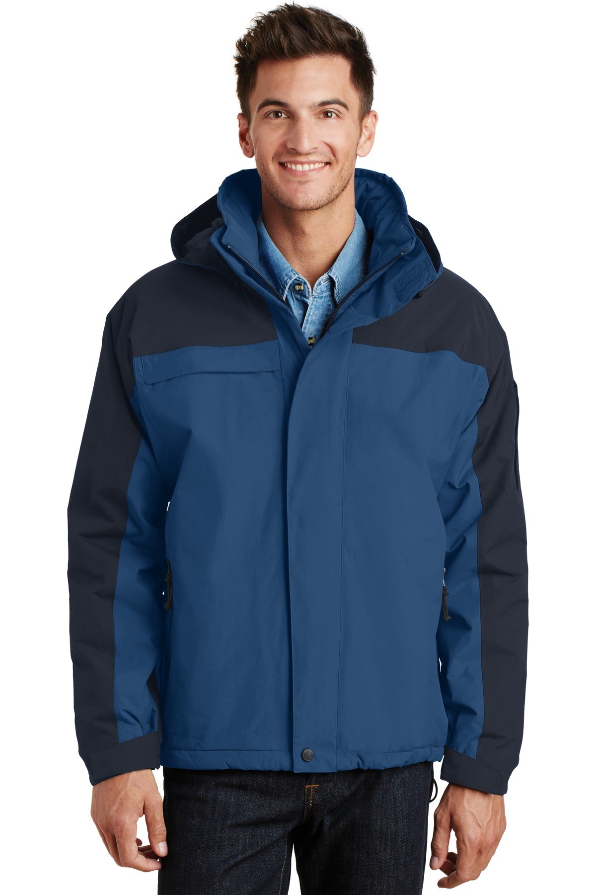 Front View of RegtaBlu/Navy Port Authority Nootka Jacket. J792