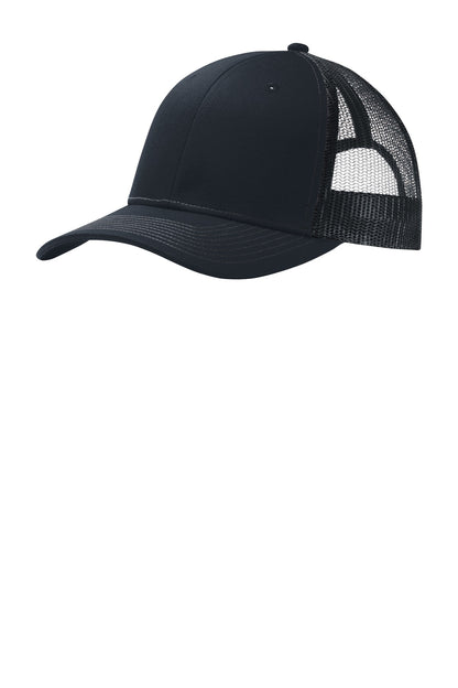 Front View of Rich Navy Port Authority Snapback Trucker Cap. C112