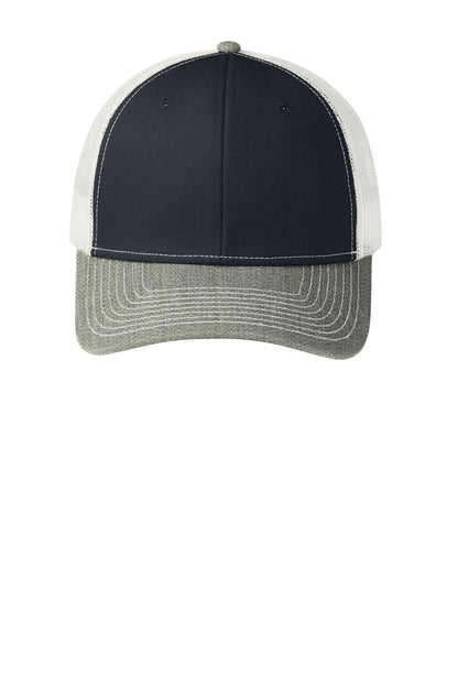 Front View of Rich Ny/H Gy/W Port Authority Snapback Trucker Cap. C112