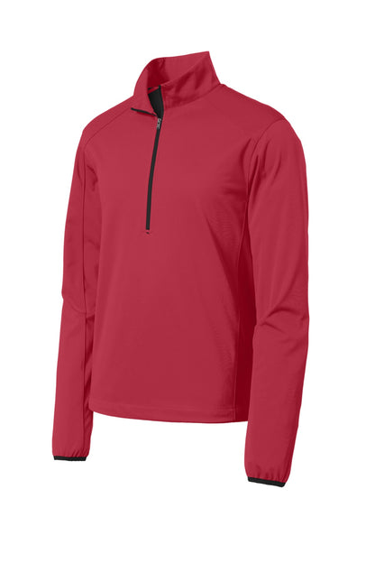 Front View of Rich Red Port Authority Active 1/2-Zip Soft Shell Jacket. J716