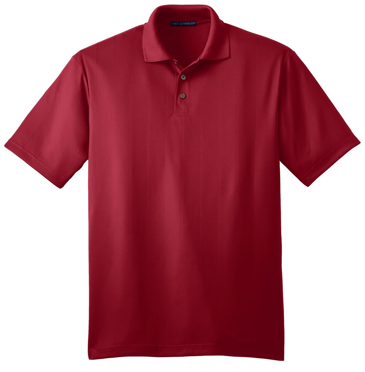 Front View of Rich Red Port Authority Performance Fine Jacquard Polo. K528