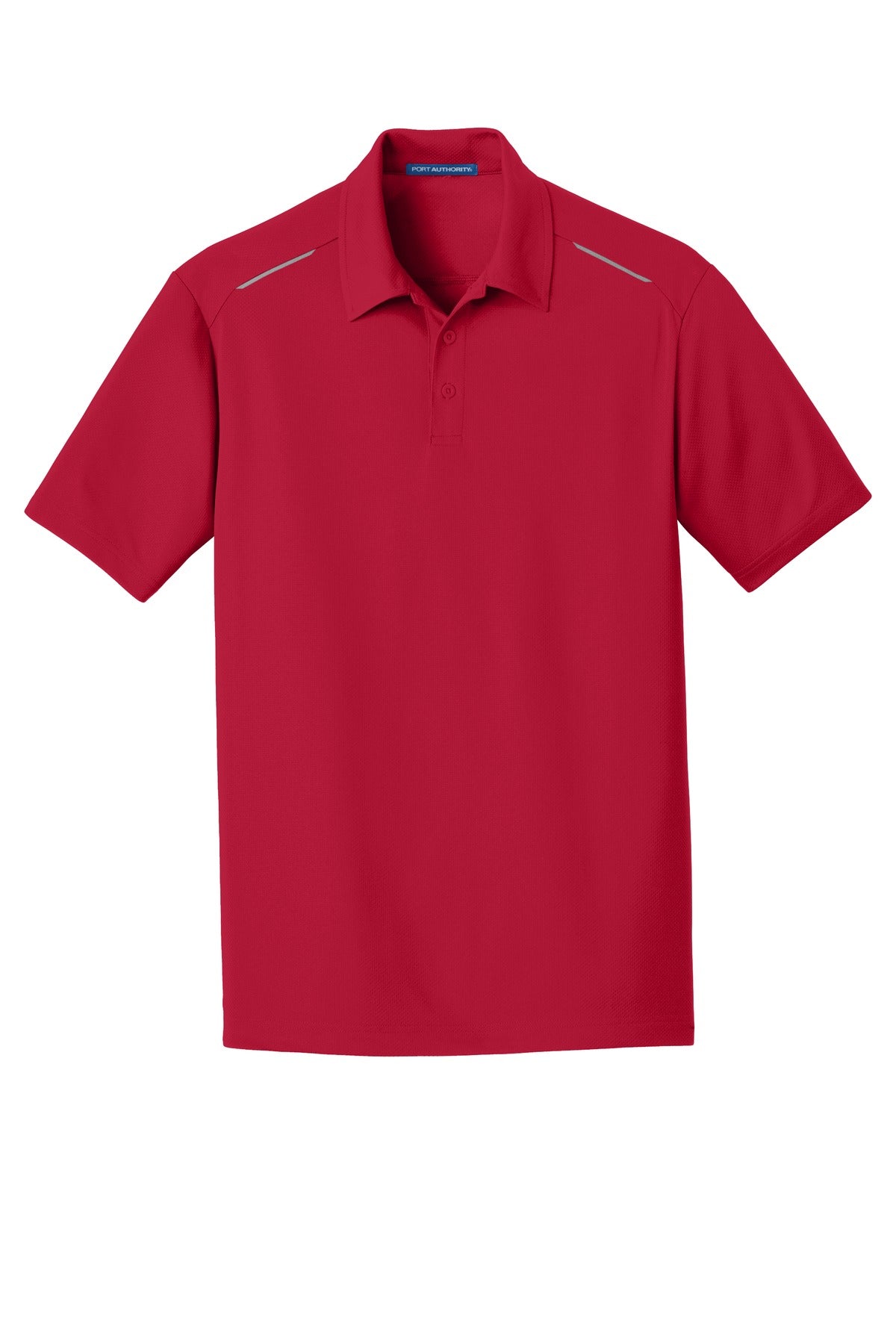 Front View of Rich Red Port Authority Pinpoint Mesh Polo. K580