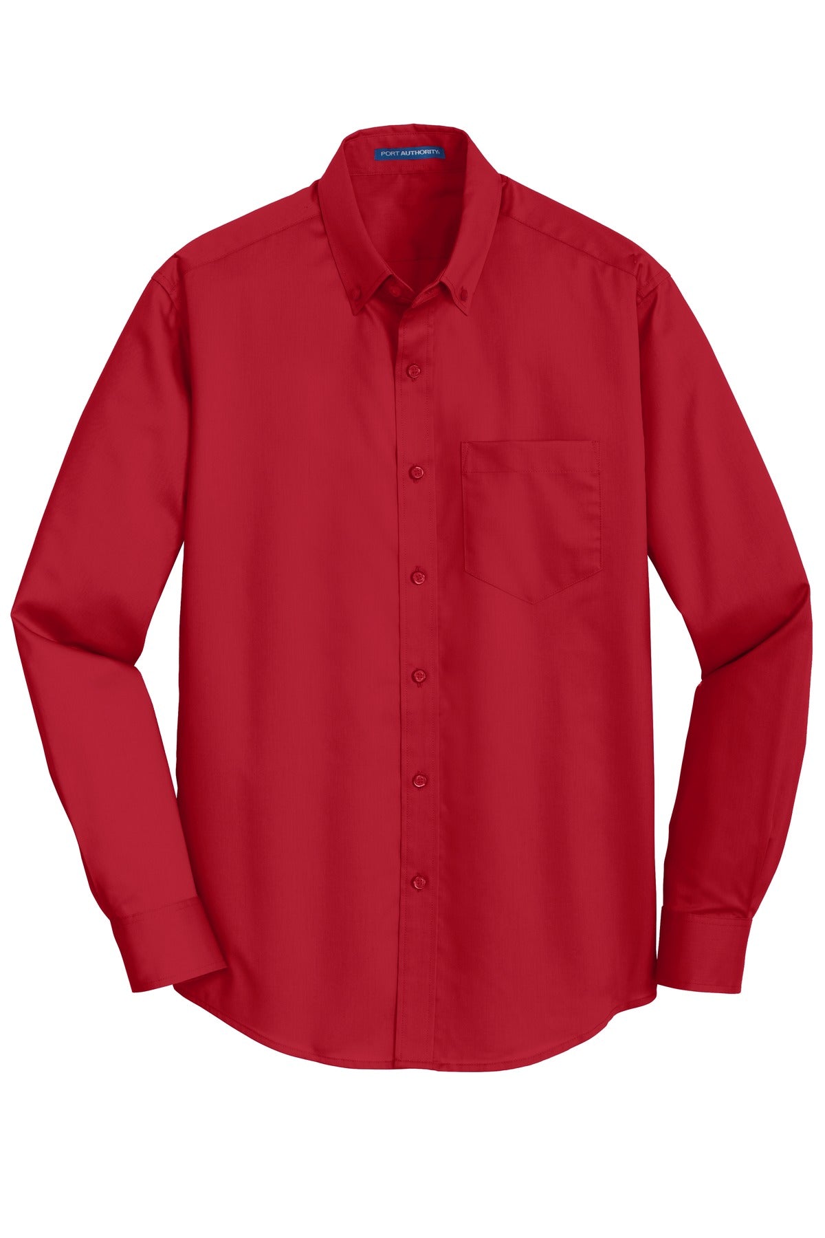 Front View of Rich Red Port Authority SuperPro Twill Shirt. S663