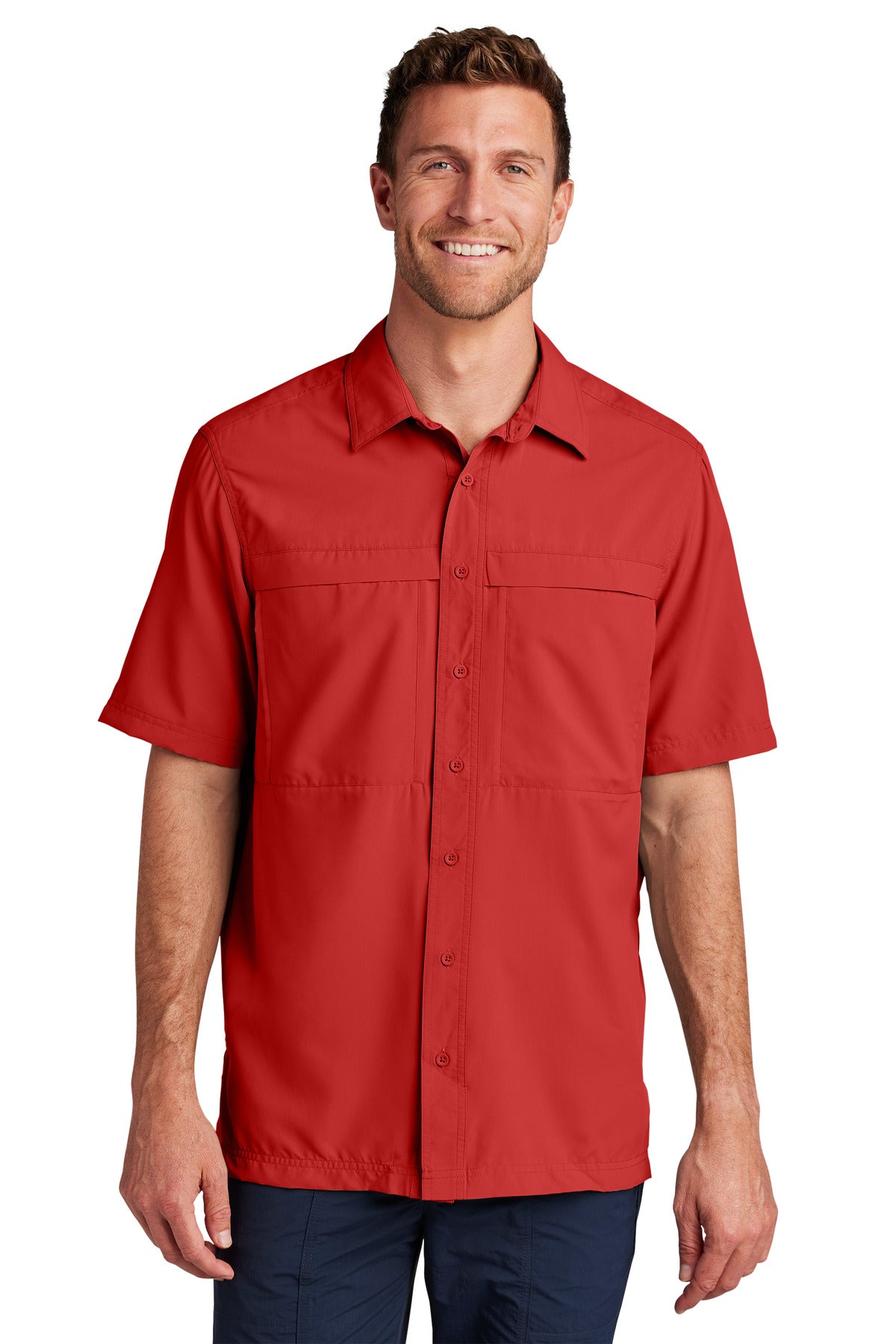 Front View of RichRed Port Authority Short Sleeve UV Daybreak Shirt W961
