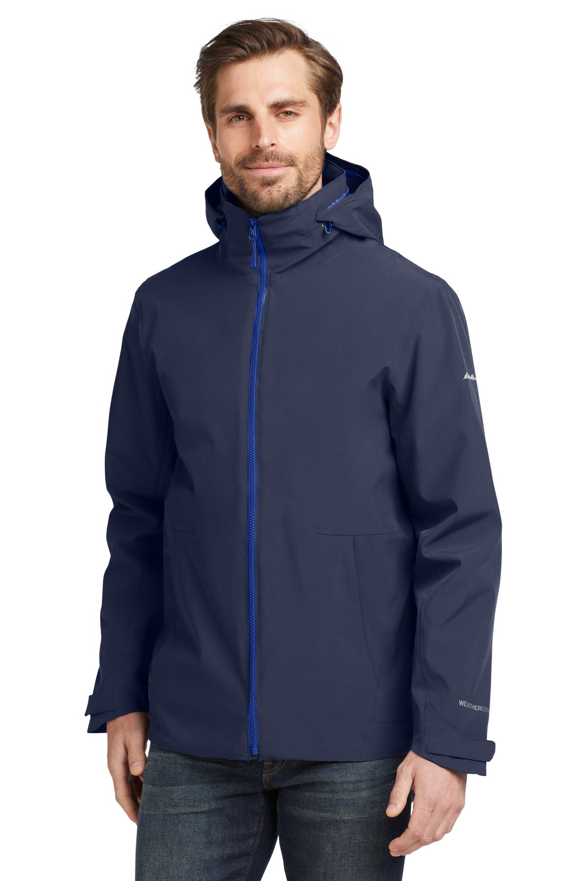 Front View of Riv B Ny/Co Bl Eddie Bauer WeatherEdge 3-in-1 Jacket EB656
