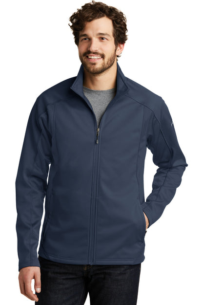 Front View of River Bl/Rv Bl Eddie Bauer Trail Soft Shell Jacket. EB542