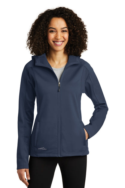 Front View of River Bl/Rv Bl Eddie Bauer Women's Trail Soft Shell Jacket. EB543