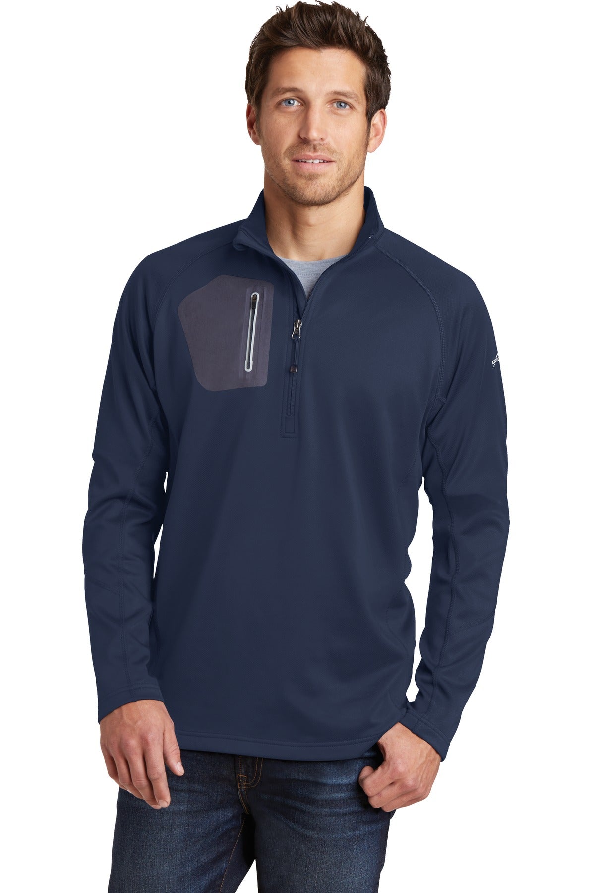 Front View of River Blue Eddie Bauer 1/2-Zip Performance Fleece. EB234