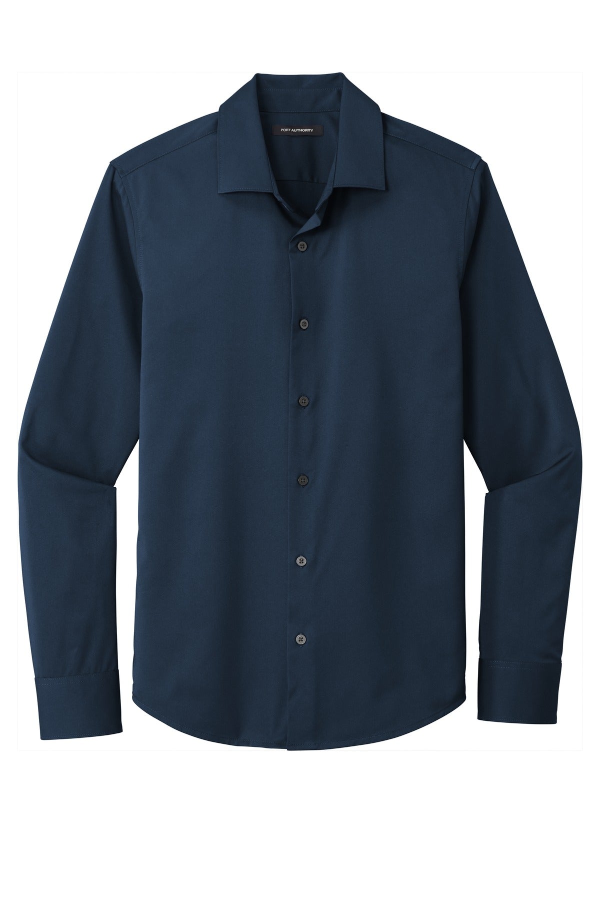 Front View of River Blue Nvy Port Authority City Stretch Shirt W680