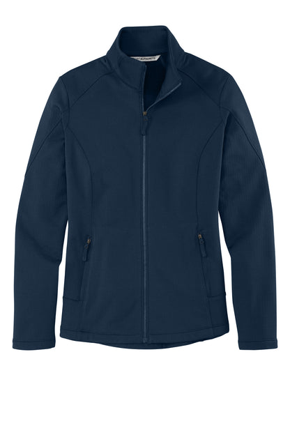 Front View of River Blue Nvy Port Authority Women's Grid Fleece Jacket. L239