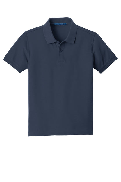 Front View of River Blue Nvy Port Authority Youth Core Classic Pique Polo. Y100
