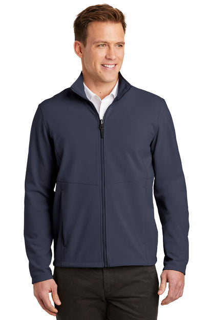 Front View of River Blue Port Authority Collective Soft Shell Jacket. J901