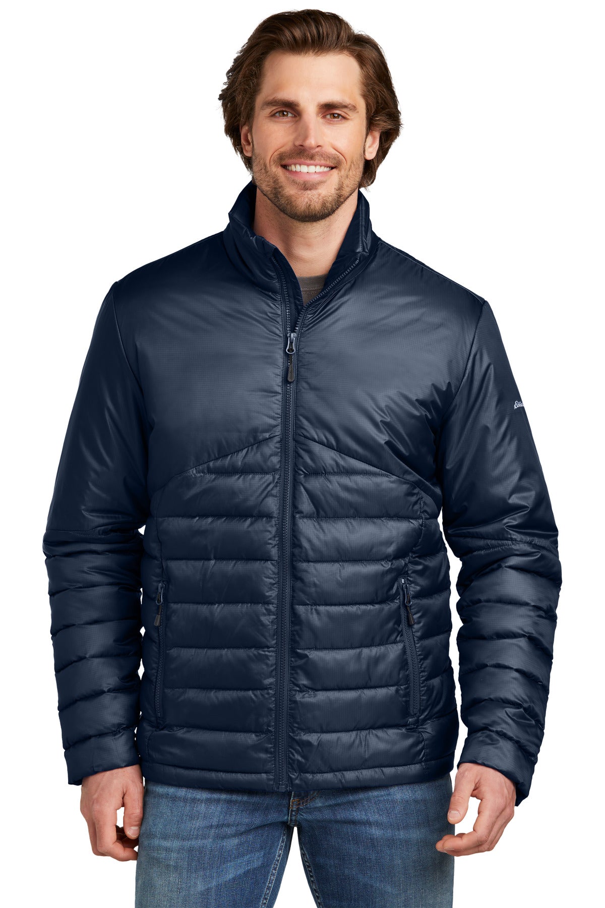 Front View of RiverBlNv Eddie Bauer Quilted Jacket EB510