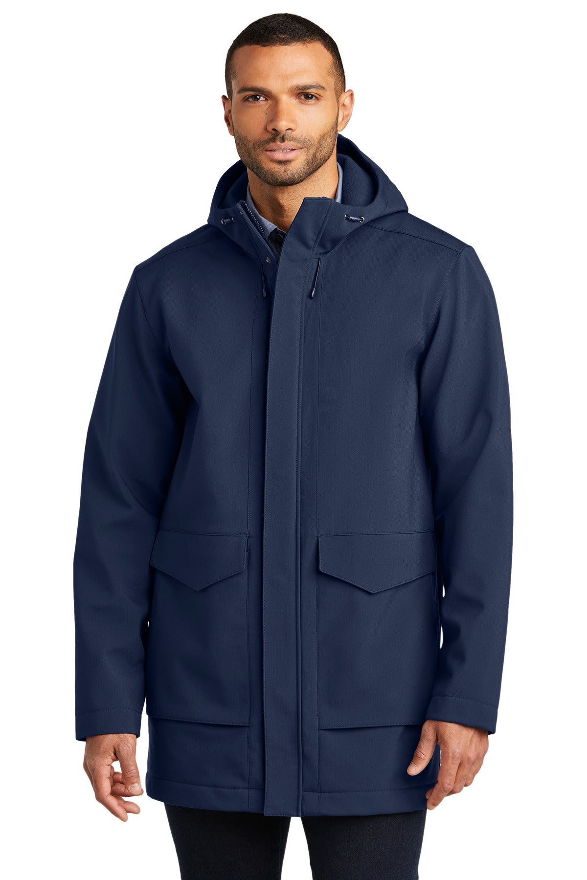 Front View of RiverBlNv Port Authority Collective Outer Soft Shell Parka J919