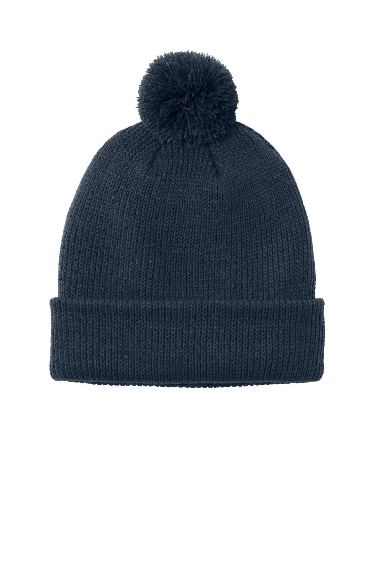 Front View of RiverBlNv Port Authority Cozy Pom Beanie C978