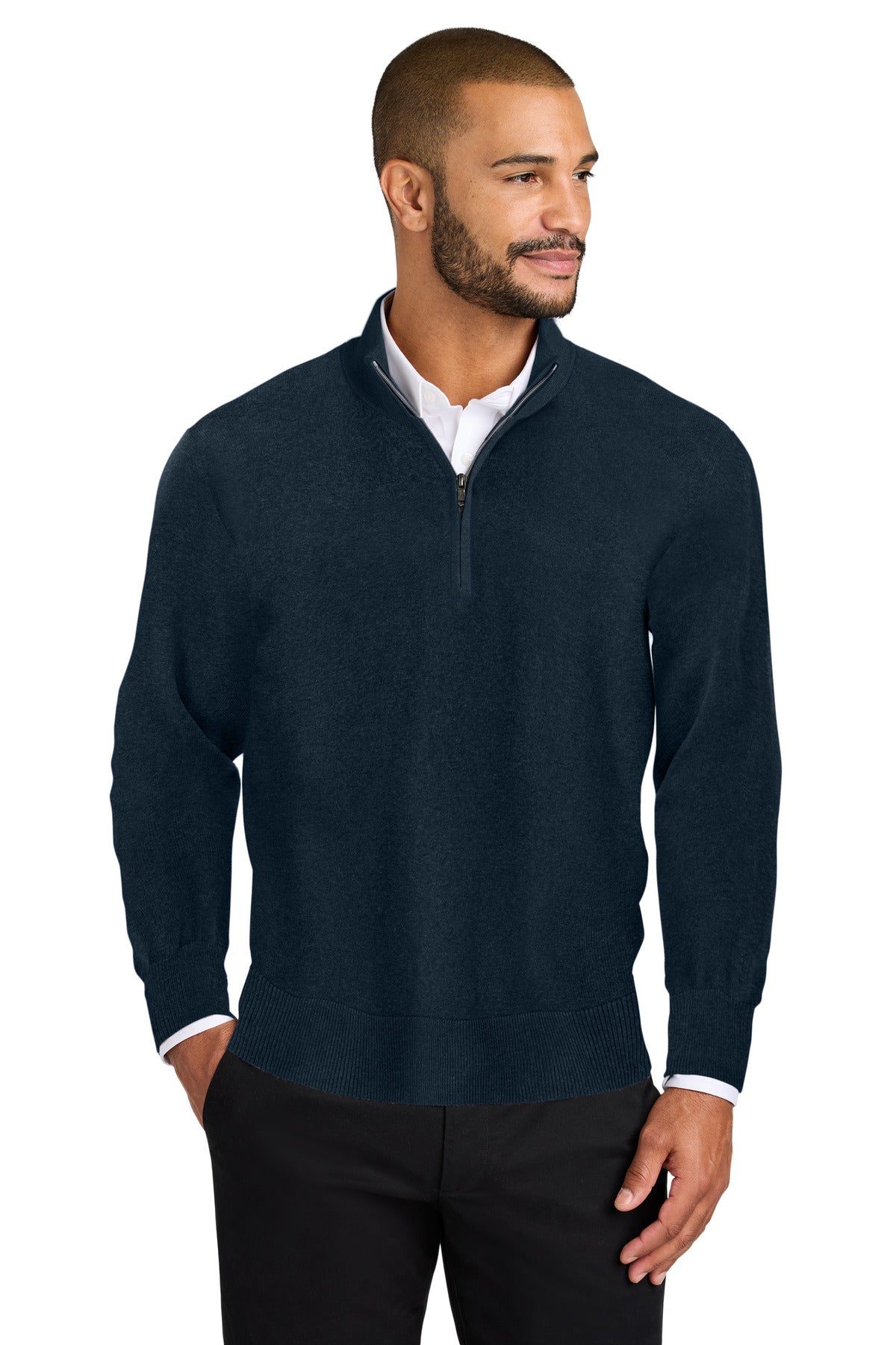 Front View of RiverBlNv Port Authority Easy Care 1/4-Zip Sweater SW2900