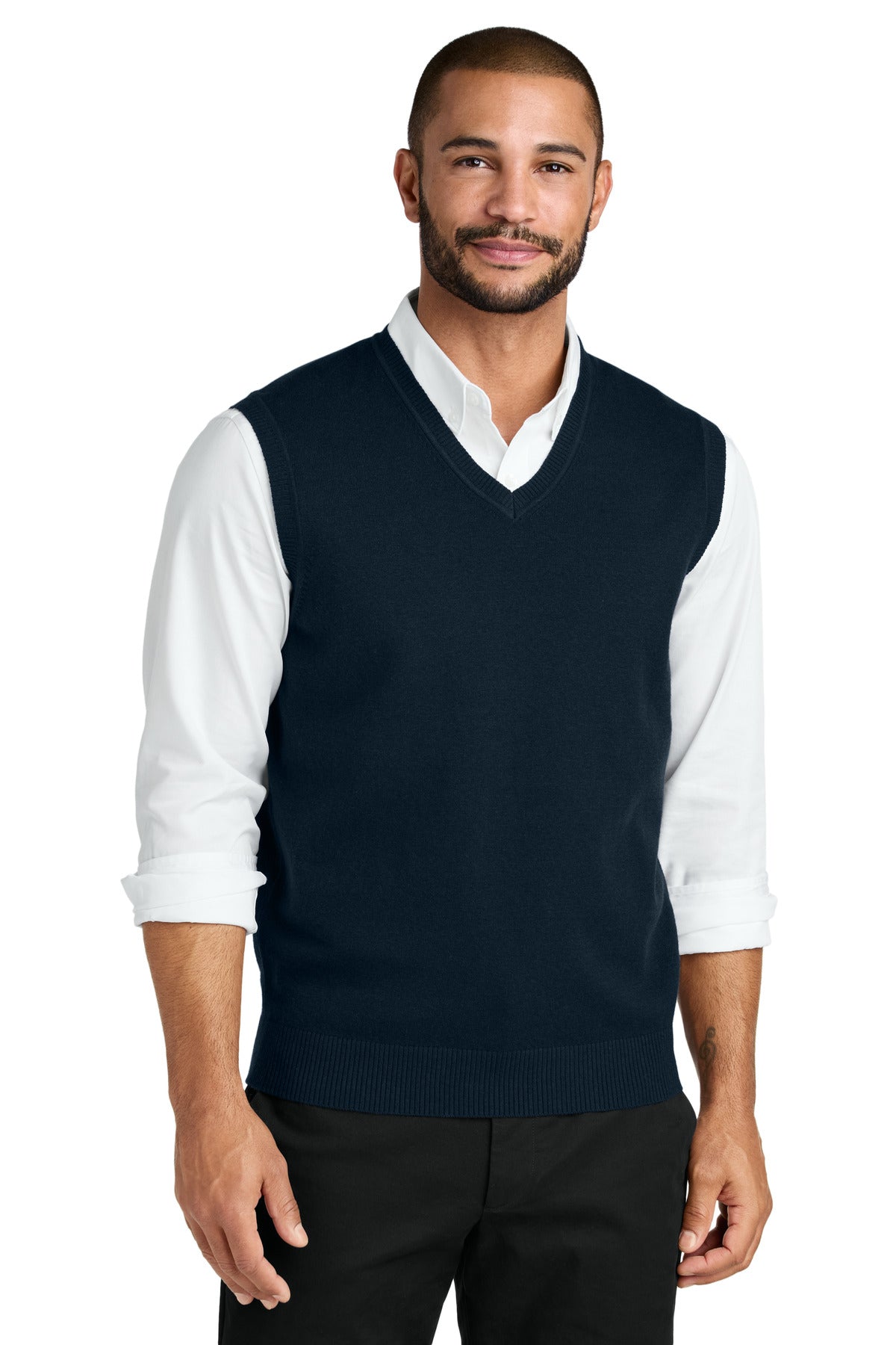 Front View of RiverBlNv Port Authority Easy Care Sweater Vest SW2860