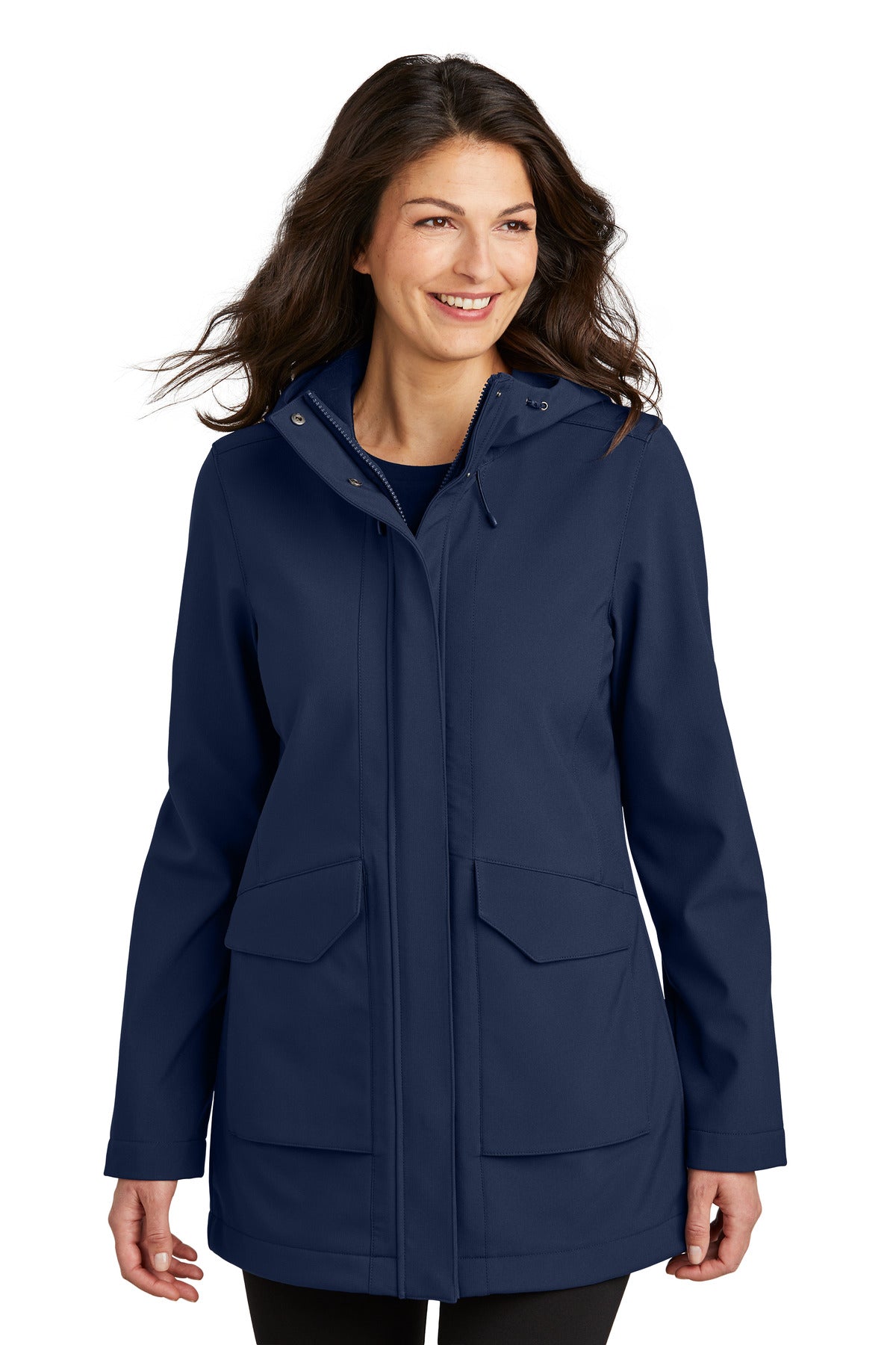 Front View of RiverBlNv Port Authority Women's Collective Outer Soft Shell Parka L919
