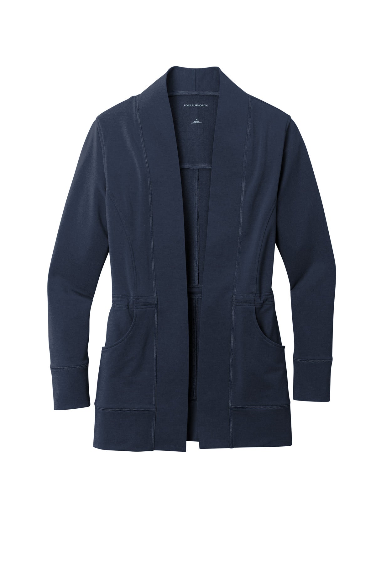 Front View of RiverBlNv Port Authority Women's Microterry Cardigan LK825