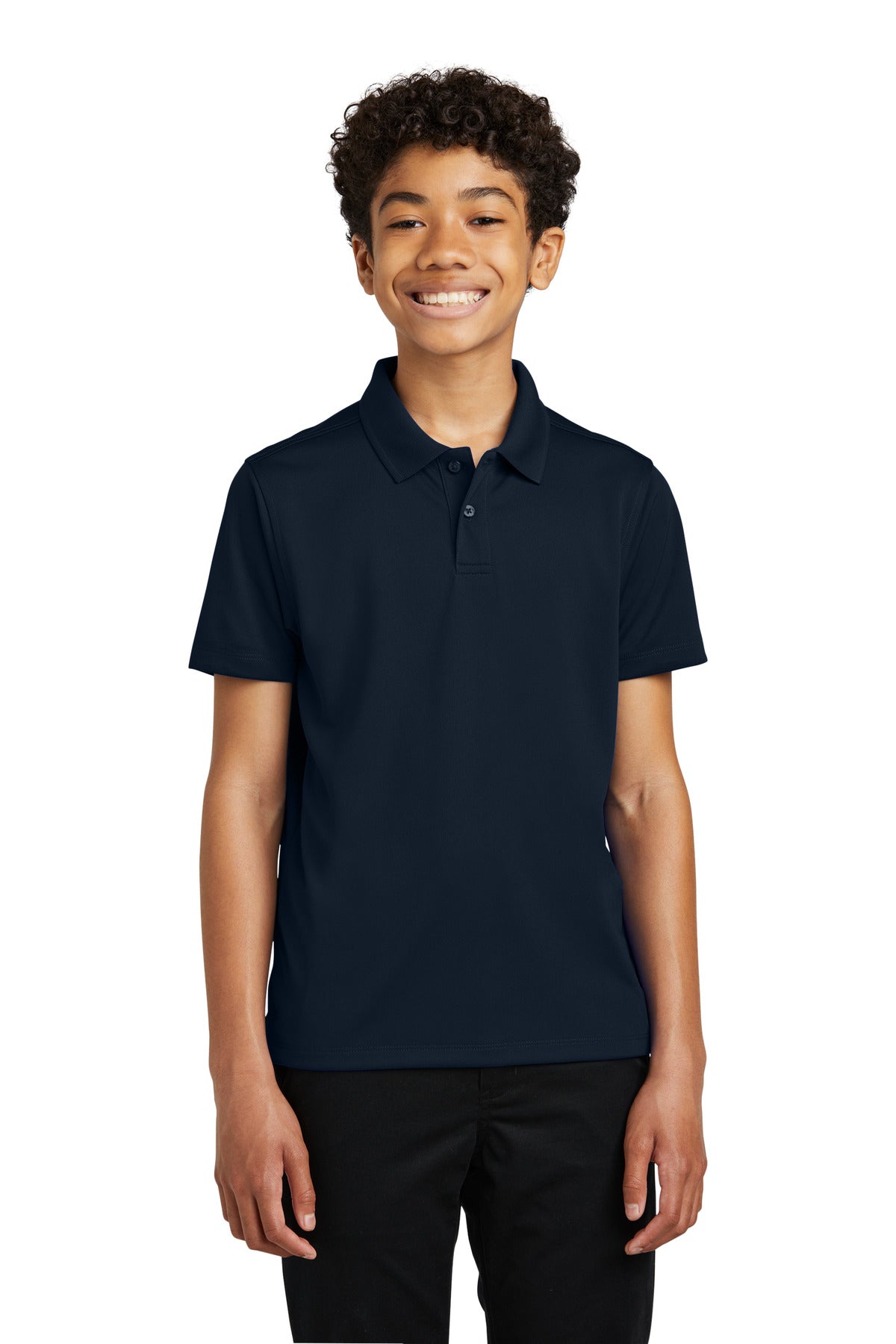 Front View of RiverBlNv Port Authority Youth Dry Zone UV Micro-Mesh Polo Y110