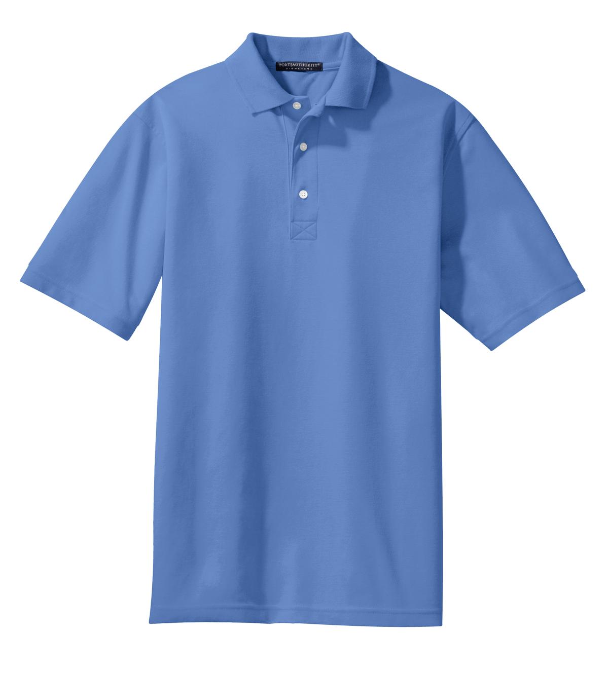 Front View of Riviera Blue Port Authority Rapid Dry Polo. K455