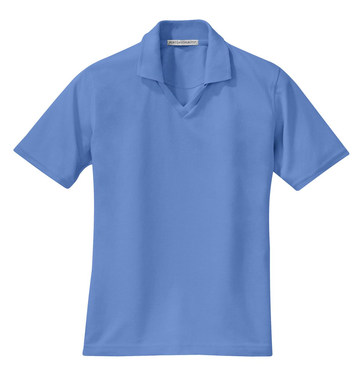 Front View of Riviera Blue Port Authority Women's Rapid Dry Polo. L455