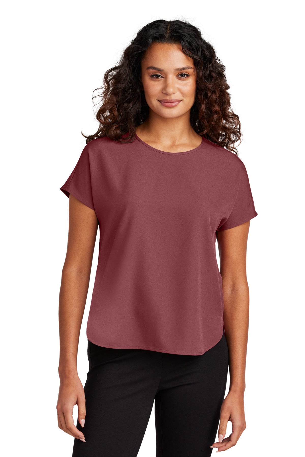 Front View of Rosewood Mercer+Mettle Women's Stretch Crepe Crew MM2015