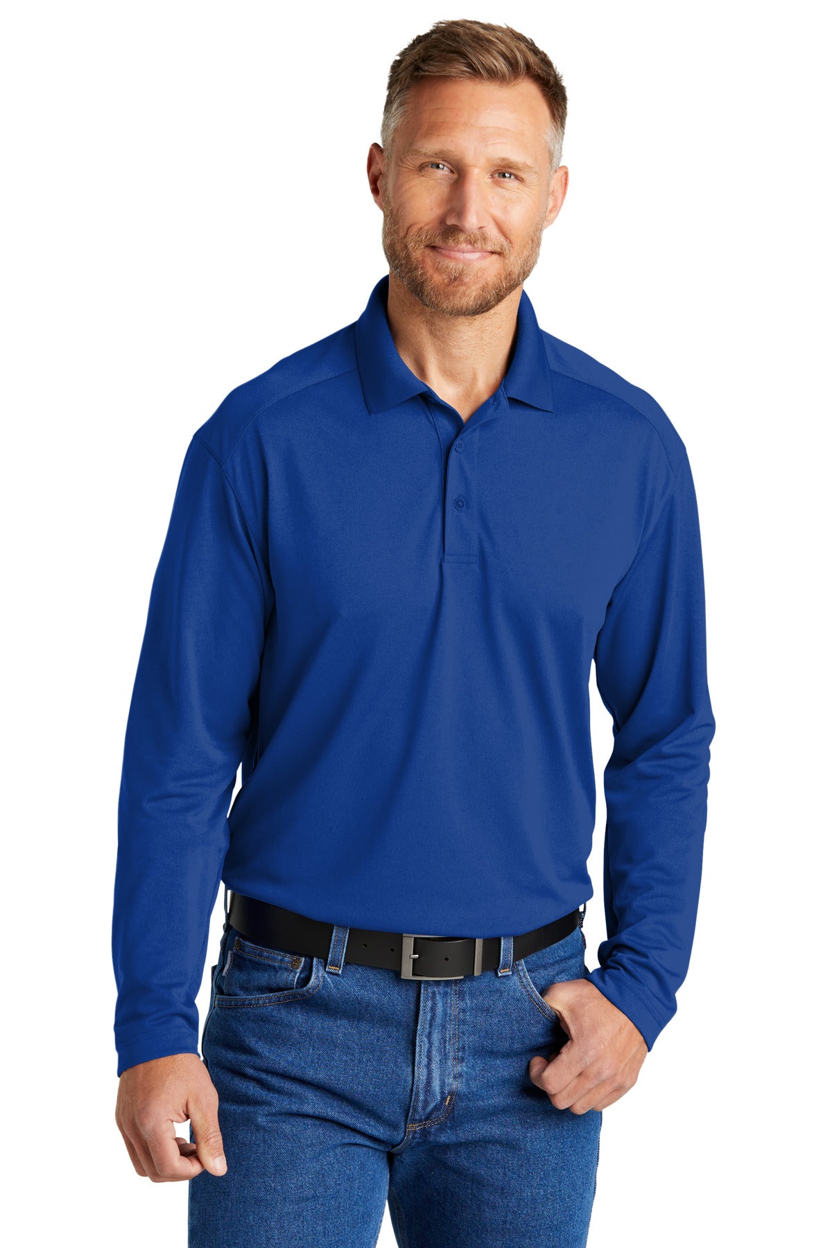 Front View of Royal CornerStone Select Lightweight Snag-Proof Long Sleeve Polo CS418LS