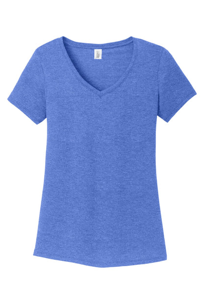Front View of Royal Frost District Women's Perfect Tri V-Neck Tee. DM1350L
