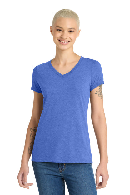 Front View of Royal Frost District Women's Perfect Tri V-Neck Tee. DM1350L
