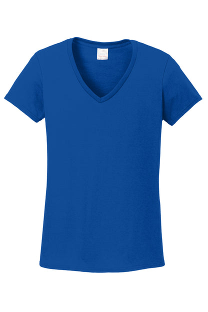 Front View of Royal Gildan Women's Heavy Cotton 100% Cotton V-Neck T-Shirt. 5V00L