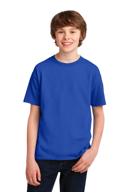 Front View of Royal Gildan Youth Gildan Performance T-Shirt. 42000B