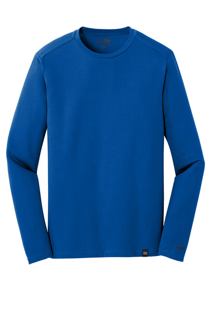 Front View of Royal New Era Heritage Blend Long Sleeve Crew Tee. NEA102