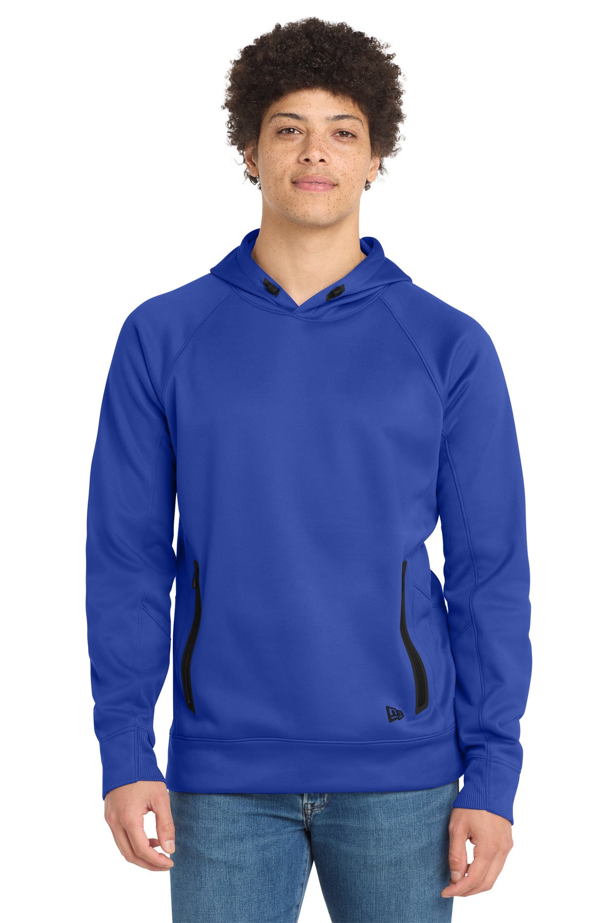Front View of Royal New Era Venue Fleece Pullover Hoodie. NEA520