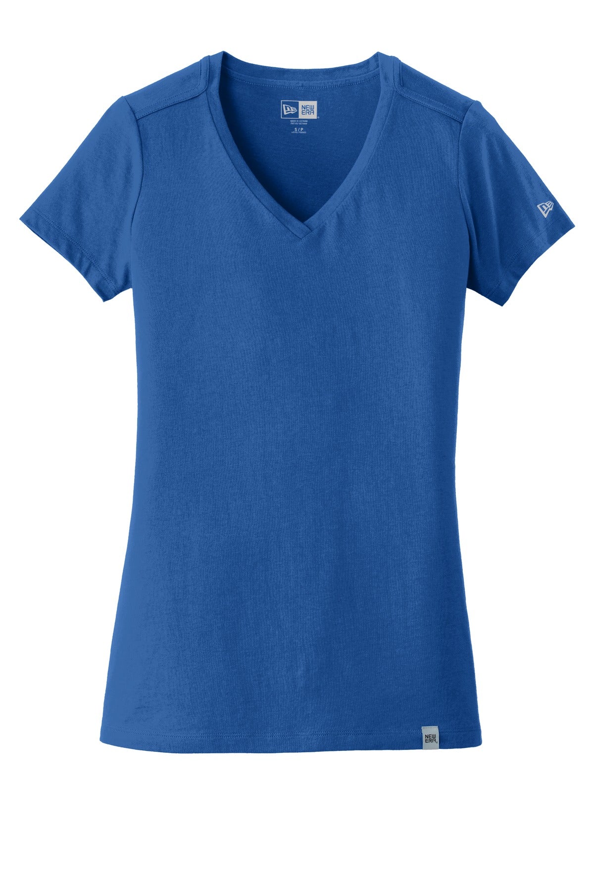 Front View of Royal New Era Women's Heritage Blend V-Neck Tee. LNEA101