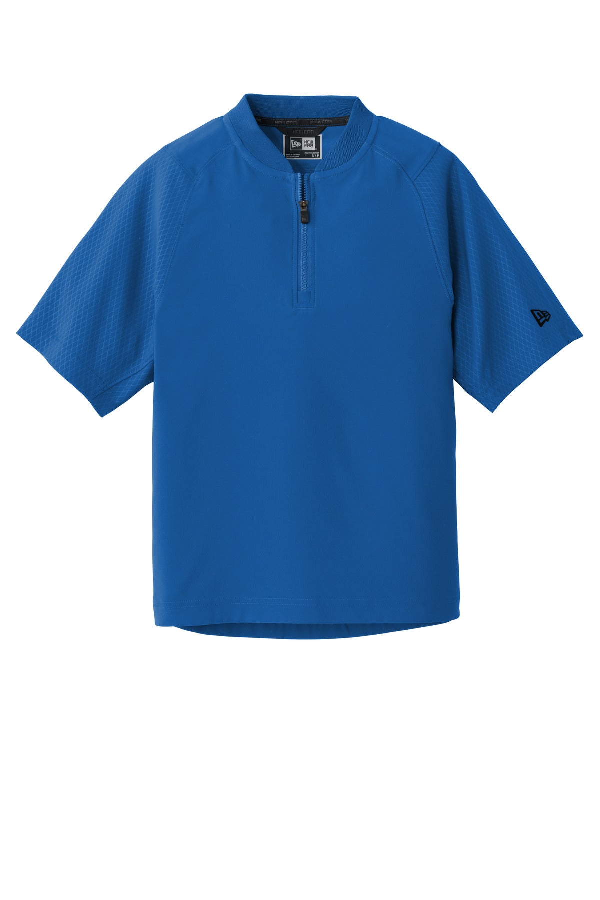 Front View of Royal New Era Youth Cage Short Sleeve 1/4-Zip Jacket. YNEA600