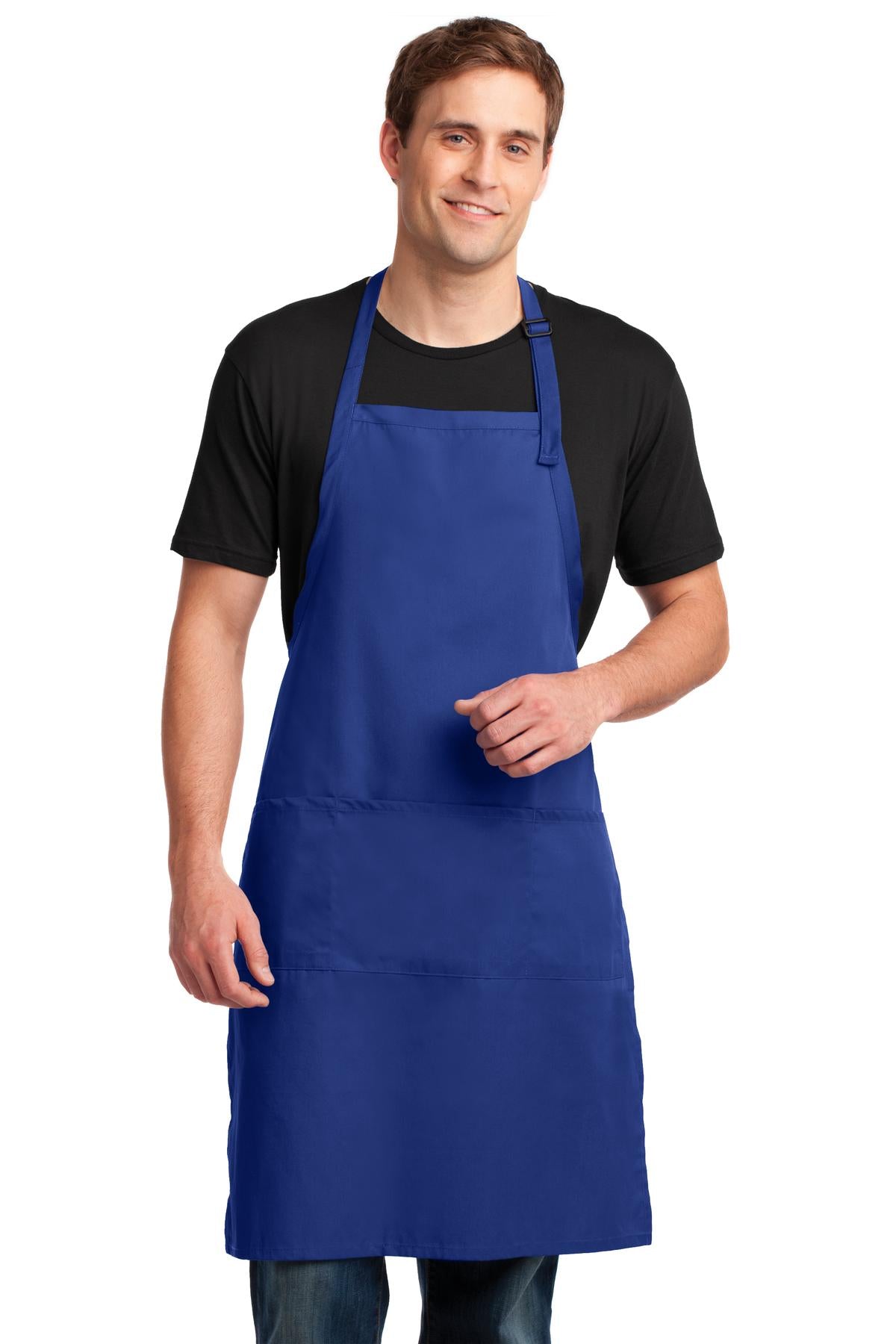 Front View of Royal Port Authority Easy Care Extra Long Bib Apron with Stain Release. A700