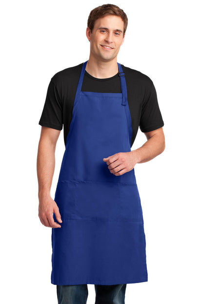 Front View of Royal Port Authority Easy Care Extra Long Bib Apron with Stain Release. A700