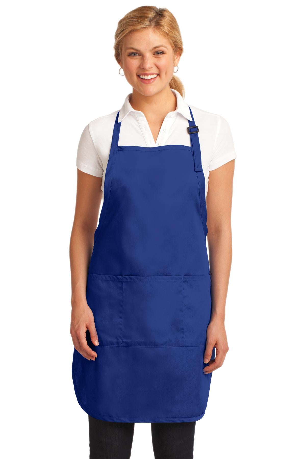 Front View of Royal Port Authority Easy Care Full-Length Apron with Stain Release. A703