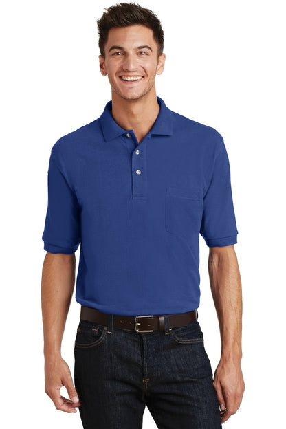 Front View of Royal Port Authority Heavyweight Cotton Pique Polo with Pocket. K420P