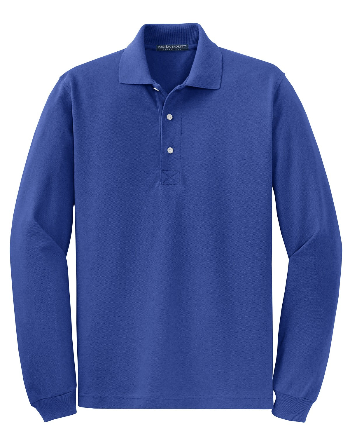 Front View of Royal Port Authority Rapid Dry Long Sleeve Polo. K455LS