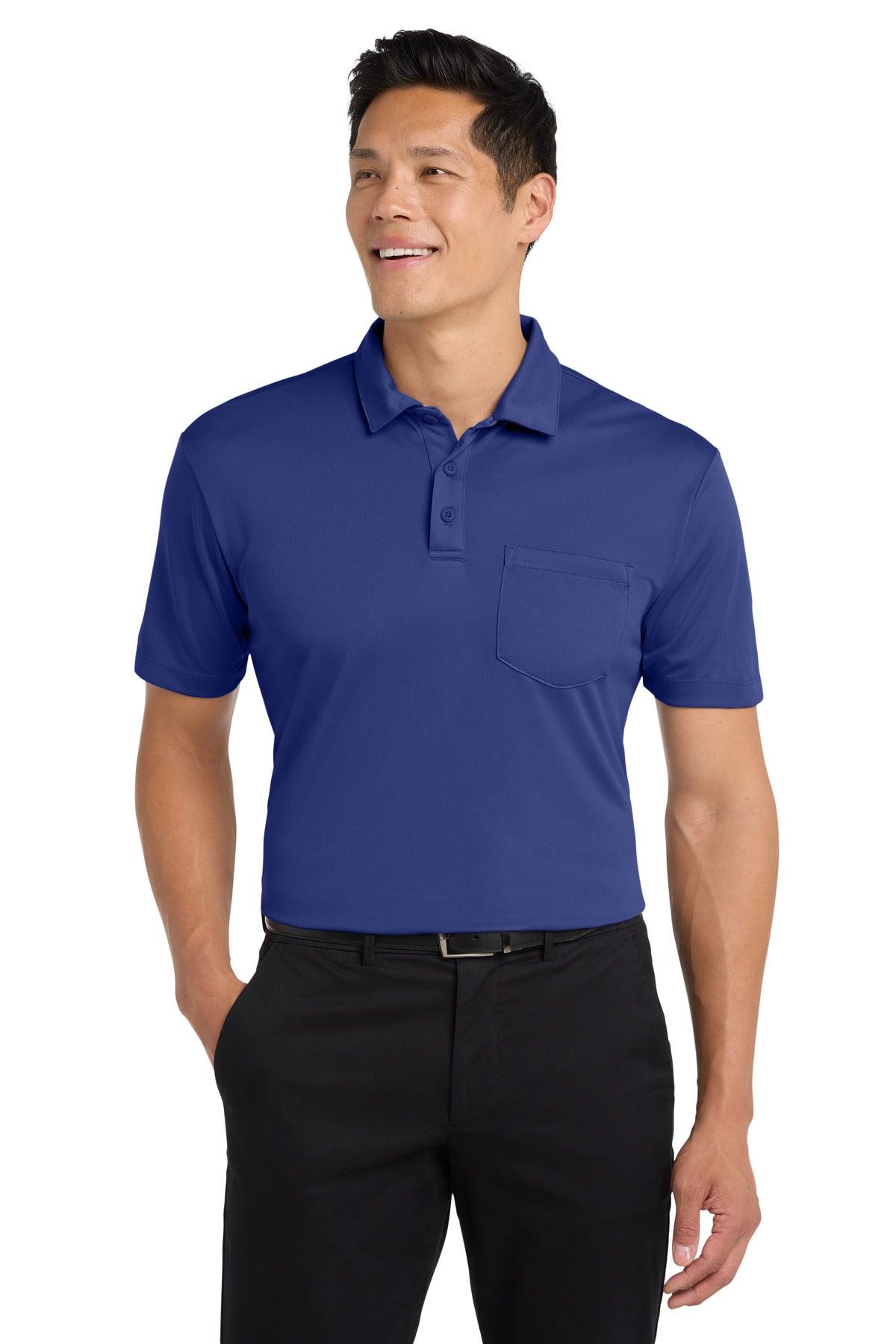 Front View of Royal Port Authority Silk Touch Performance Pocket Polo. K540P