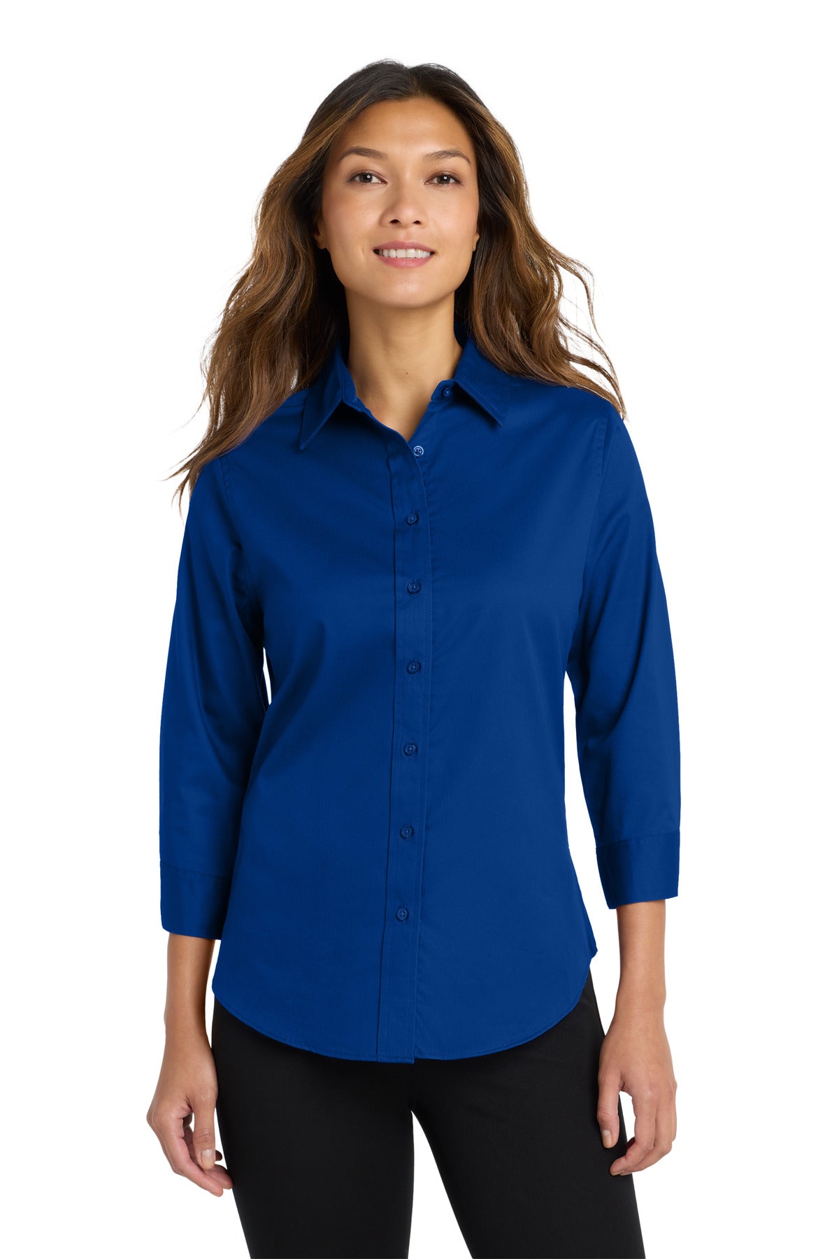Front View of Royal Port Authority Women's 3/4-Sleeve Easy Care Shirt. L612