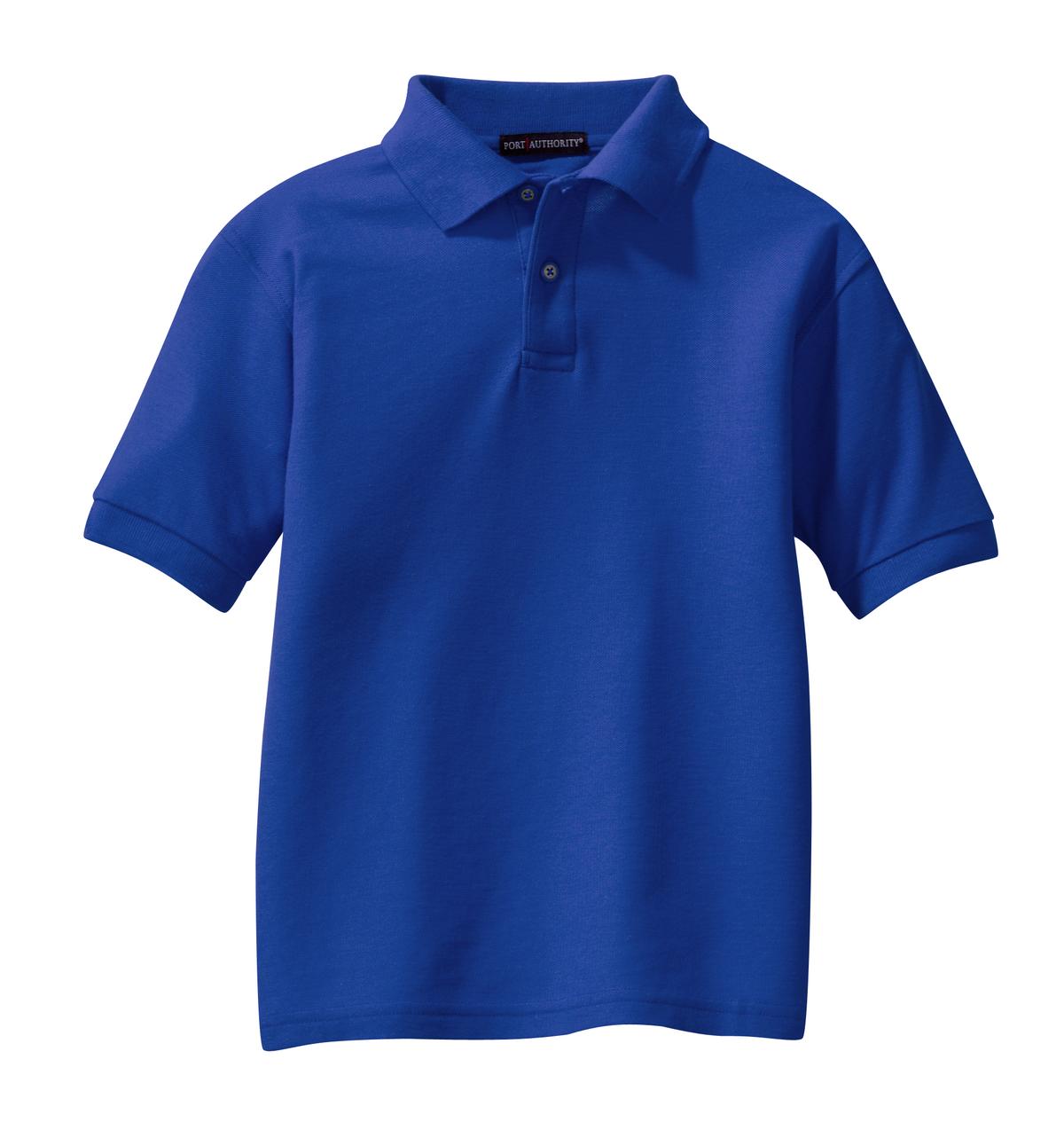 Front View of Royal Port Authority Youth Silk Touch Polo. Y500