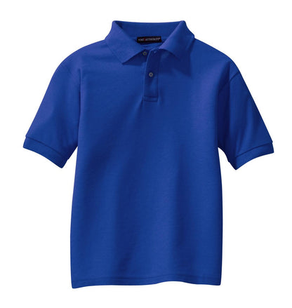 Front View of Royal Port Authority Youth Silk Touch Polo. Y500